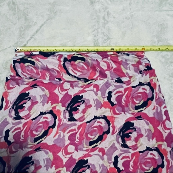 Reversible Skirt Womens Size Large Floral Pink Black Purple Stretch Slimming - Picture 12 of 12